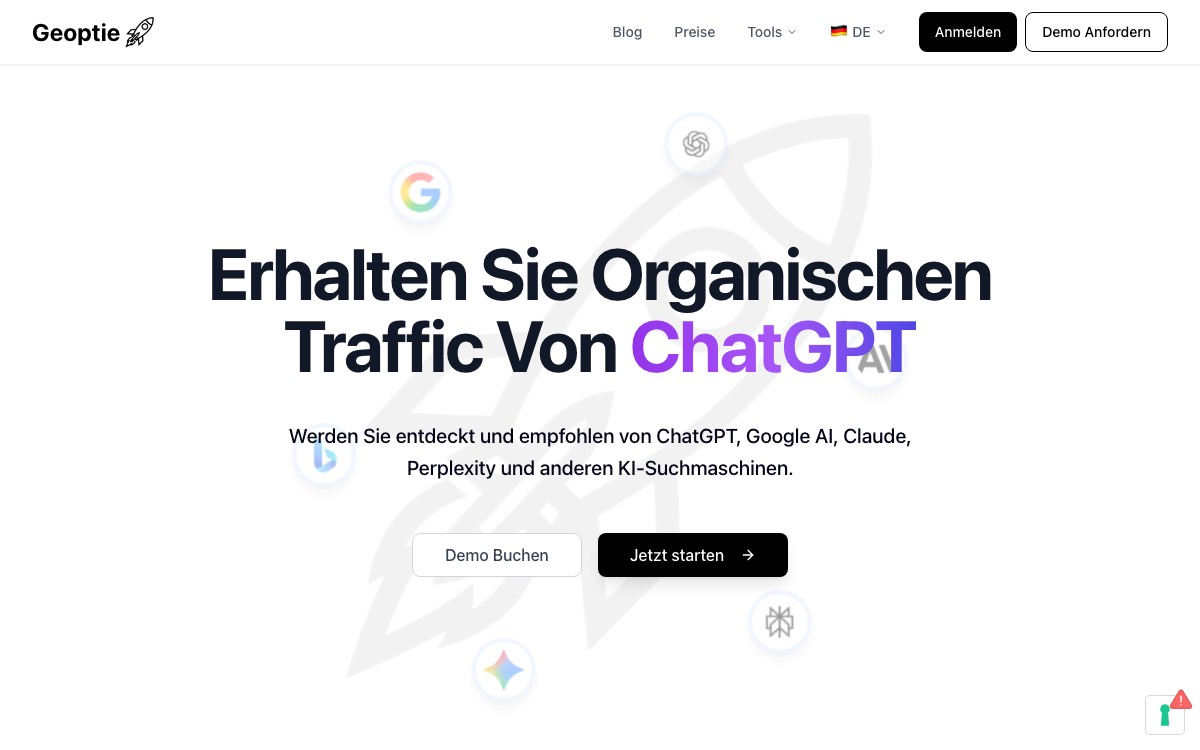 Screenshot of the Geoptie website