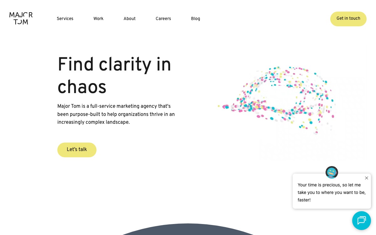 Screenshot of the Major Tom website