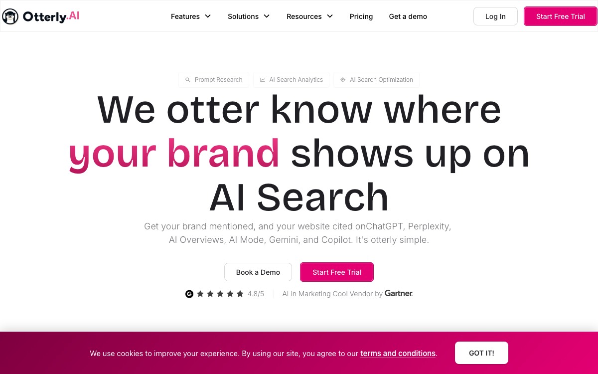 Screenshot of the Otterly.AI website
