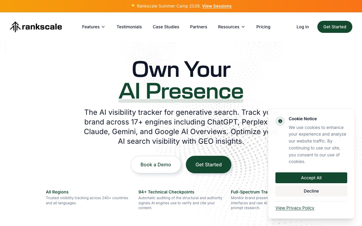 Screenshot of the Rankscale website