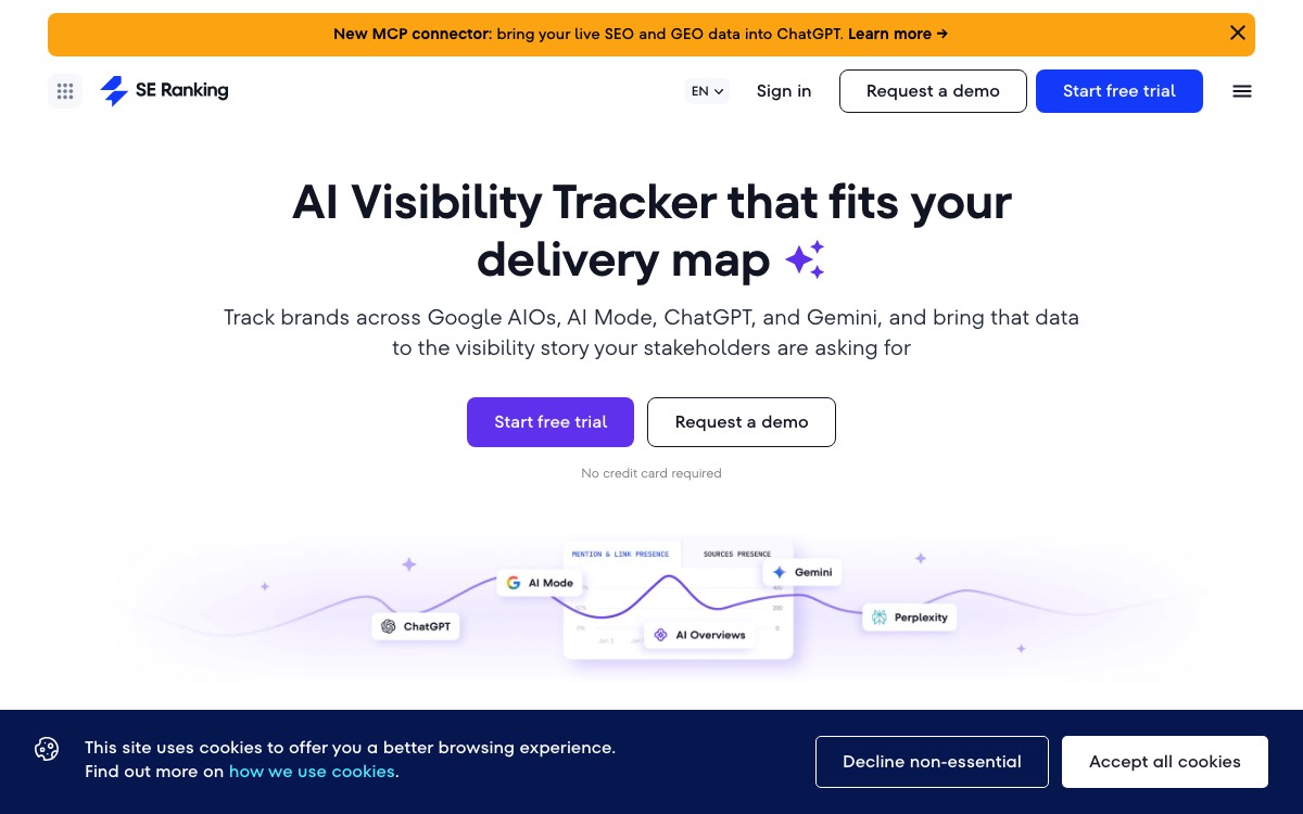 Screenshot of the SE Ranking AI Search Toolkit website