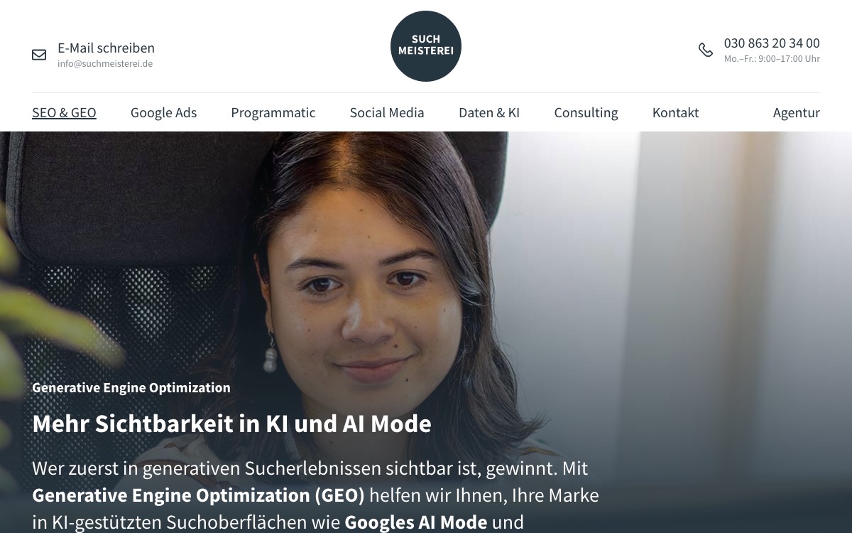 Screenshot of the Suchmeisterei website